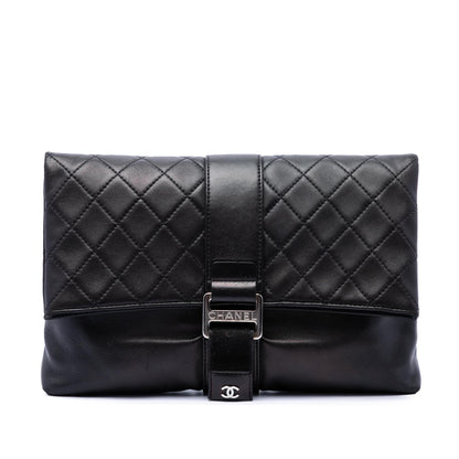 Chanel Quilted Lambskin Grip Clutch