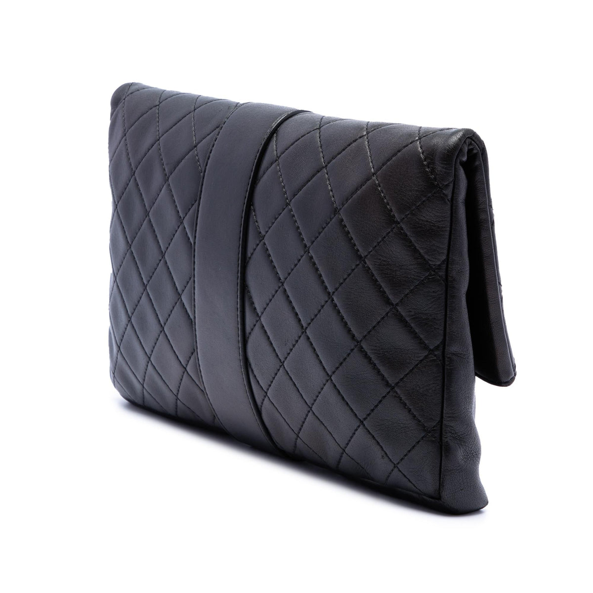 Chanel Quilted Lambskin Grip Clutch