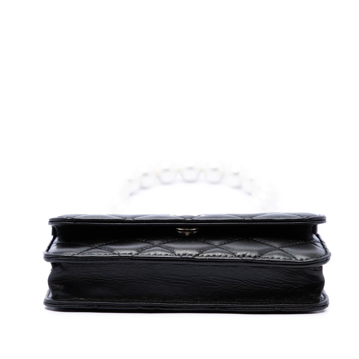Chanel Quilted Lambskin Maxi Pearls Clutch With Chain