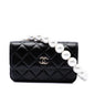 Chanel Quilted Lambskin Maxi Pearls Clutch With Chain