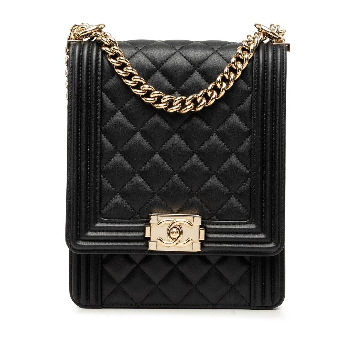 Chanel Quilted Lambskin North South Boy Flap