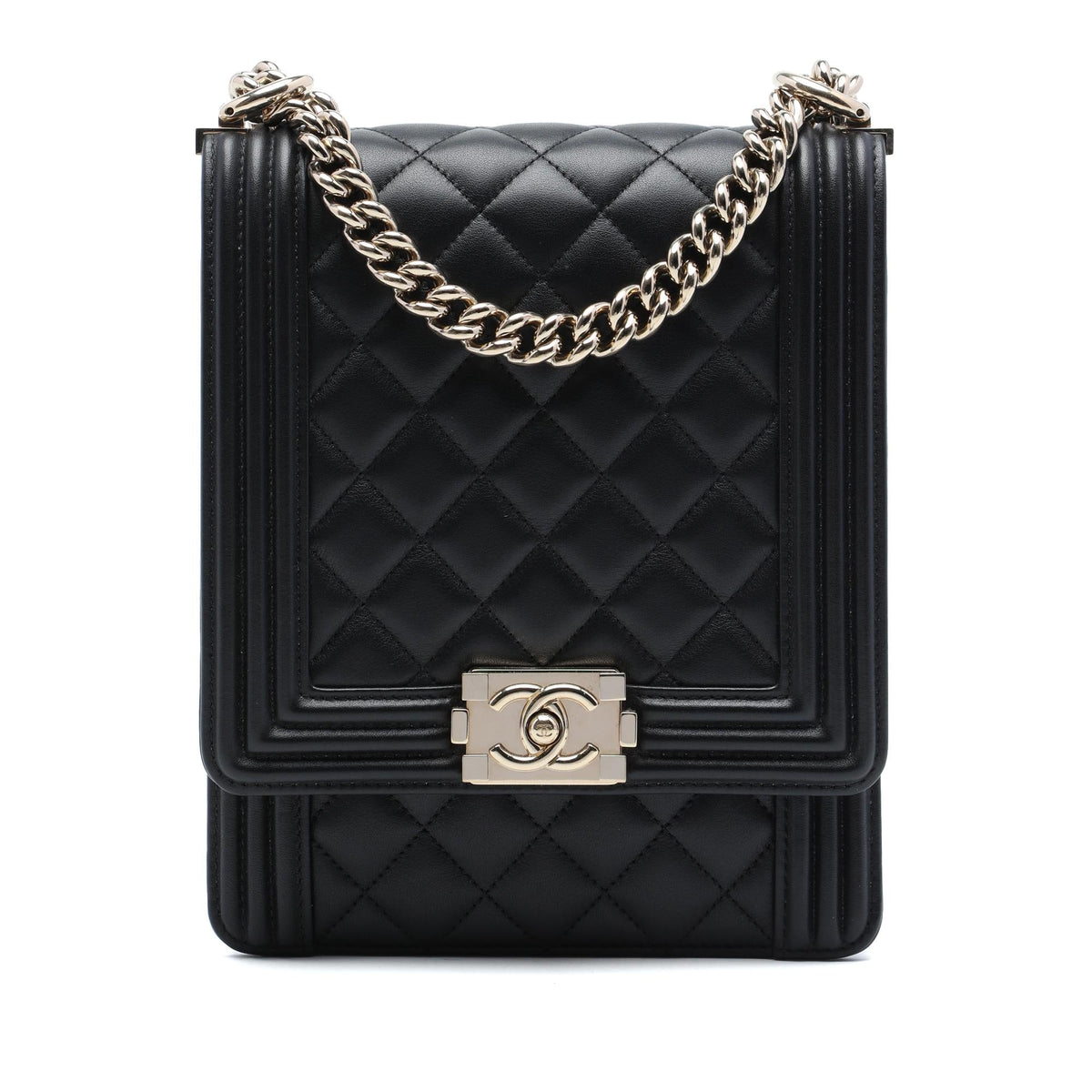 Chanel Quilted Lambskin North South Boy Flap
