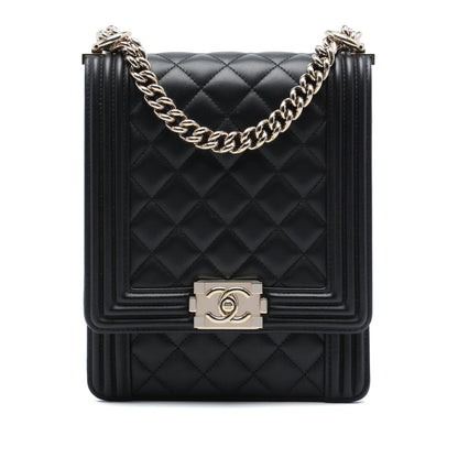 Chanel Quilted Lambskin North South Boy Flap