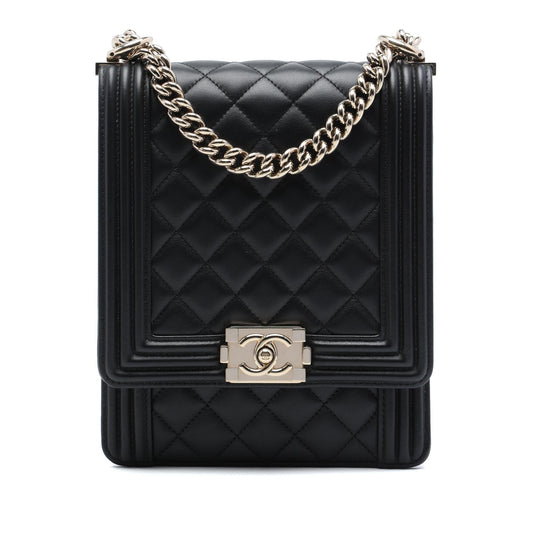 Chanel Quilted Lambskin North South Boy Flap
