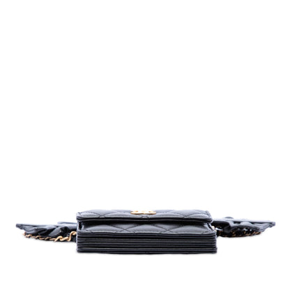 Chanel Quilted Lambskin Romance Card Holder On Chain