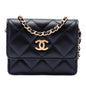 Chanel Quilted Lambskin Romance Card Holder On Chain