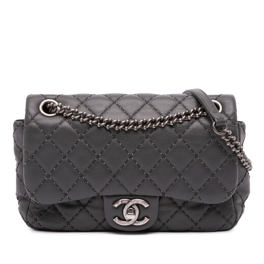 Chanel Quilted Lambskin Stitched Single Flap