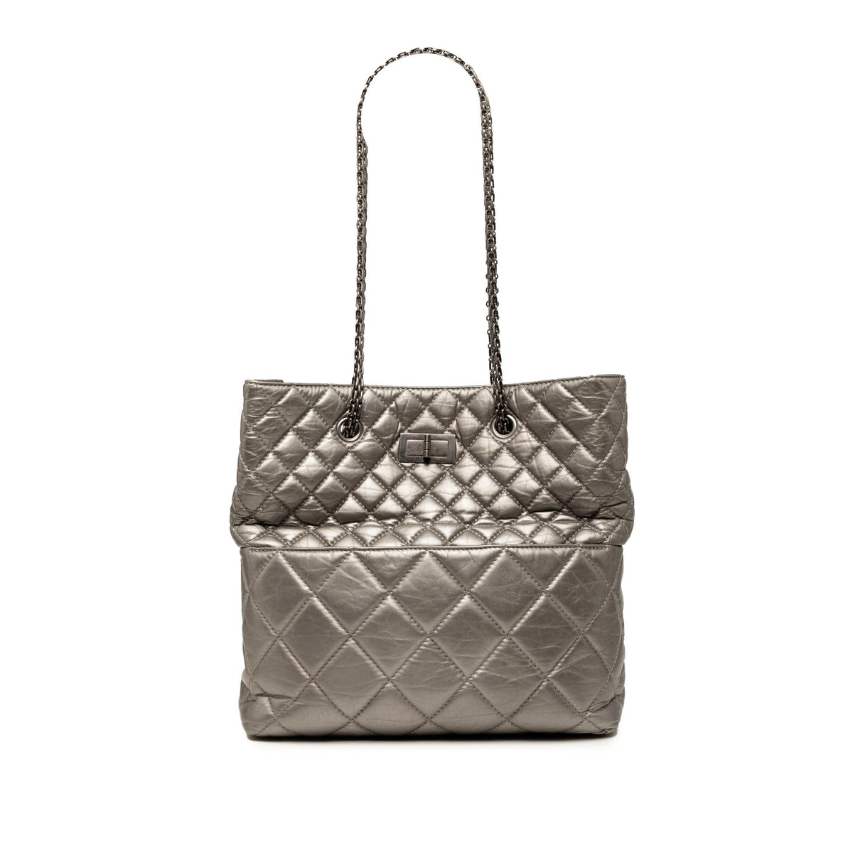 Chanel Quilted Metallic Aged Calfskin Reissue 2.55 Tote
