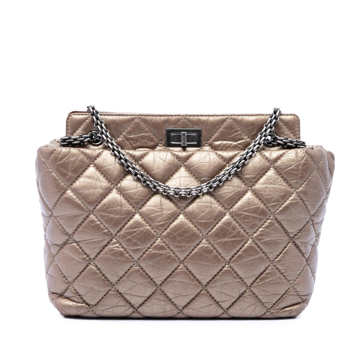 Chanel Quilted Metallic Aged Calfskin Reissue 2.55 Tote