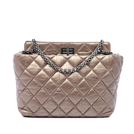 Chanel Quilted Metallic Aged Calfskin Reissue 2.55 Tote