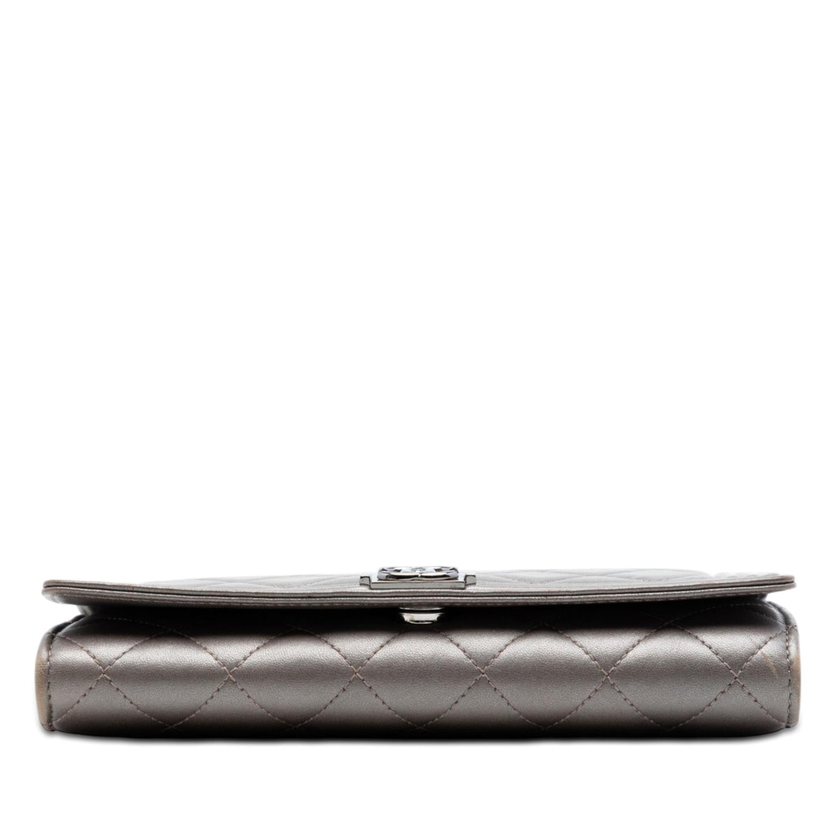 Chanel Quilted Metallic Lambskin Boy Clutch On Chain
