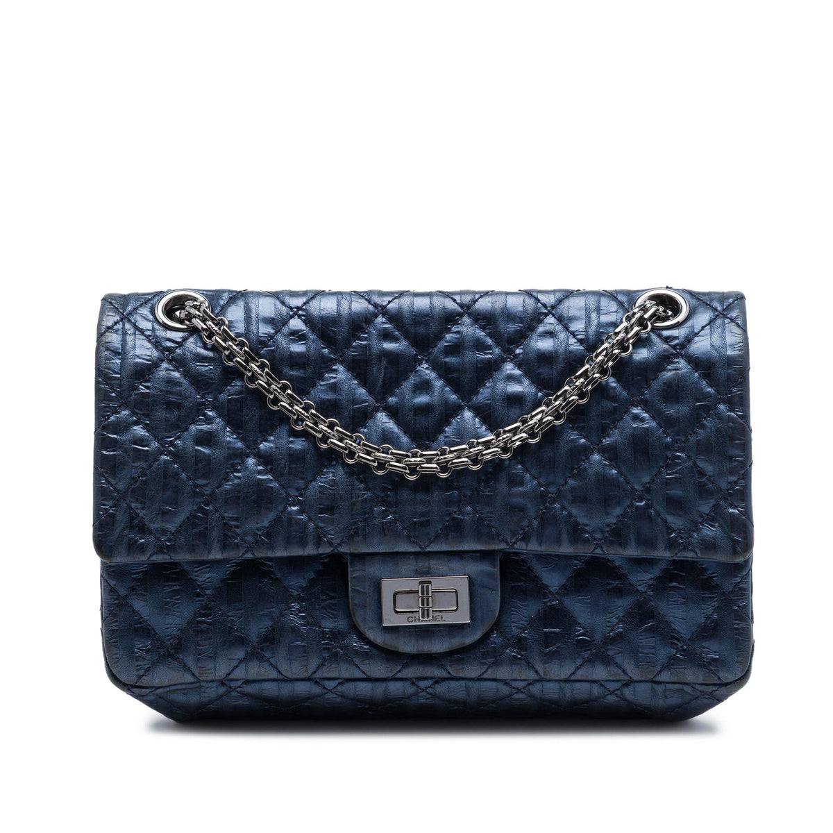 Chanel Quilted Metallic Striped Aged Calfskin Reissue 2.55 Accordion Flap 225