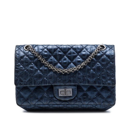 Chanel Quilted Metallic Striped Aged Calfskin Reissue 2.55 Accordion Flap 225