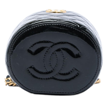 Chanel Quilted Patent Afternoon Tea Top Handle Vanity Case with Chain