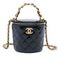 Chanel Quilted Patent Afternoon Tea Top Handle Vanity Case with Chain