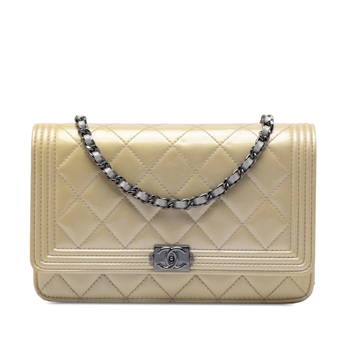 Chanel Quilted Patent Boy Wallet on Chain