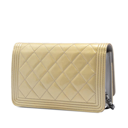 Chanel Quilted Patent Boy Wallet on Chain
