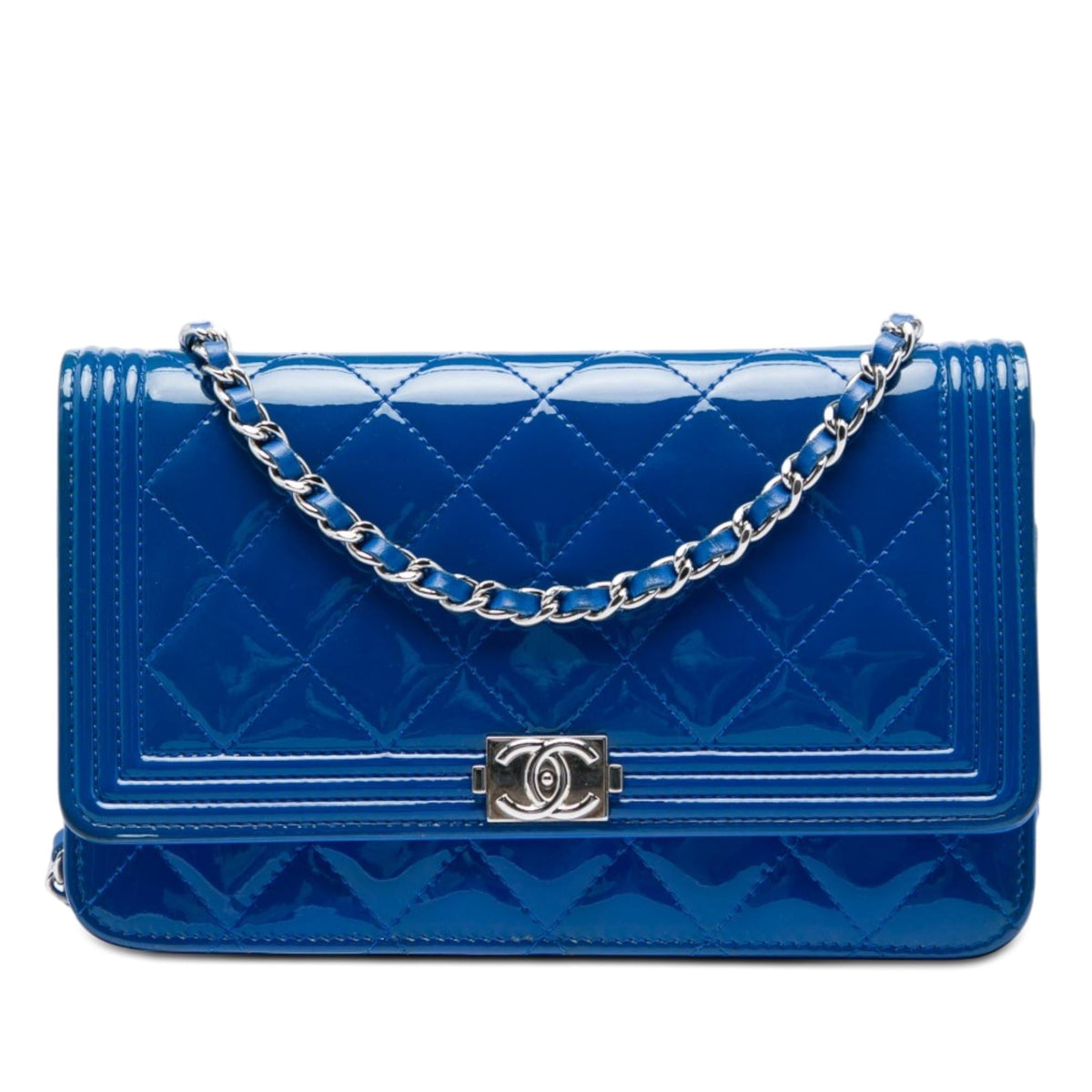 Chanel Quilted Patent Boy Wallet on Chain