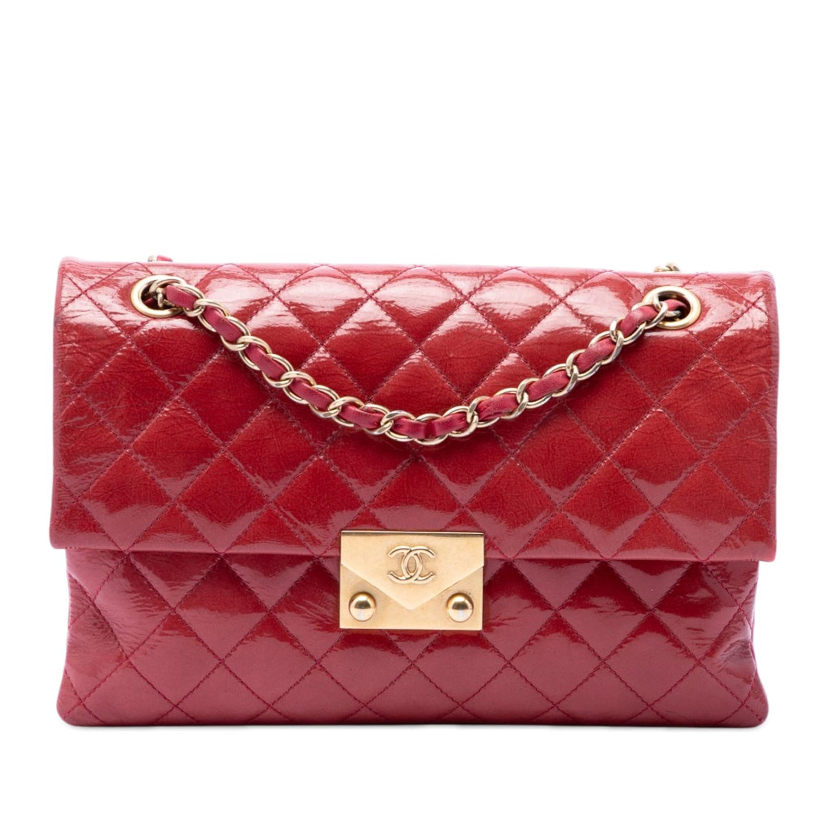 Chanel Quilted Patent Goatskin Pagoda Accordion Flap
