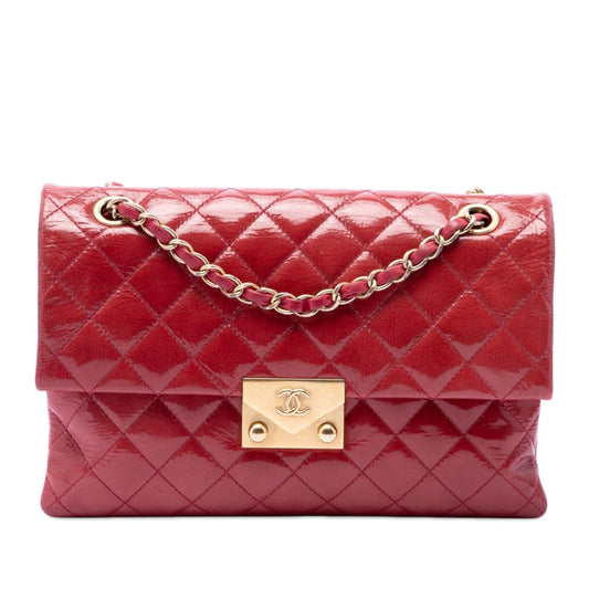 Chanel Quilted Patent Goatskin Pagoda Accordion Flap