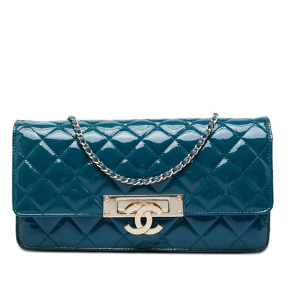Chanel Quilted Patent Golden Class East West Wallet on Chain