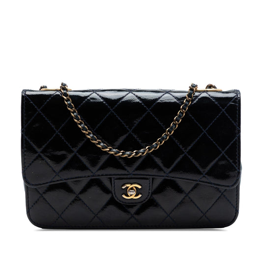Chanel Quilted Patent and Goatskin CC Eyelet Wallet On Chain