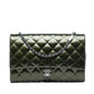 Chanel Quilted Striated Metallic Patent Clutch with Chain