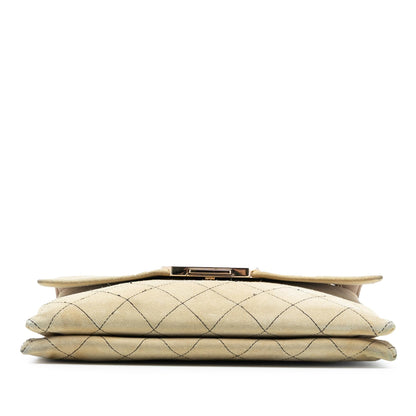 Chanel Quilted Suede Retro Label Flap