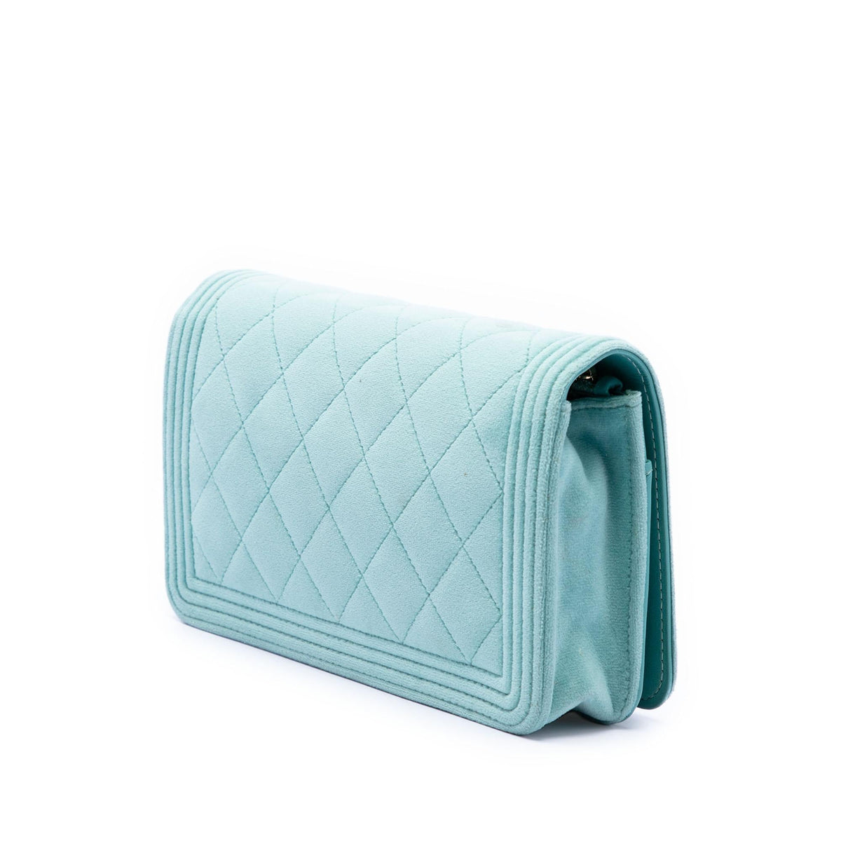 Chanel Quilted Velvet Boy Wallet On Chain