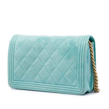 Chanel Quilted Velvet Boy Wallet On Chain
