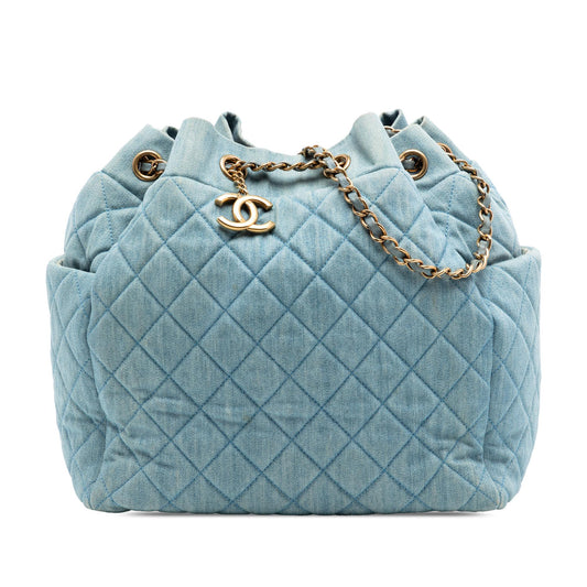 Chanel Quilted Washed Denim Urban Spirit Bucket Bag