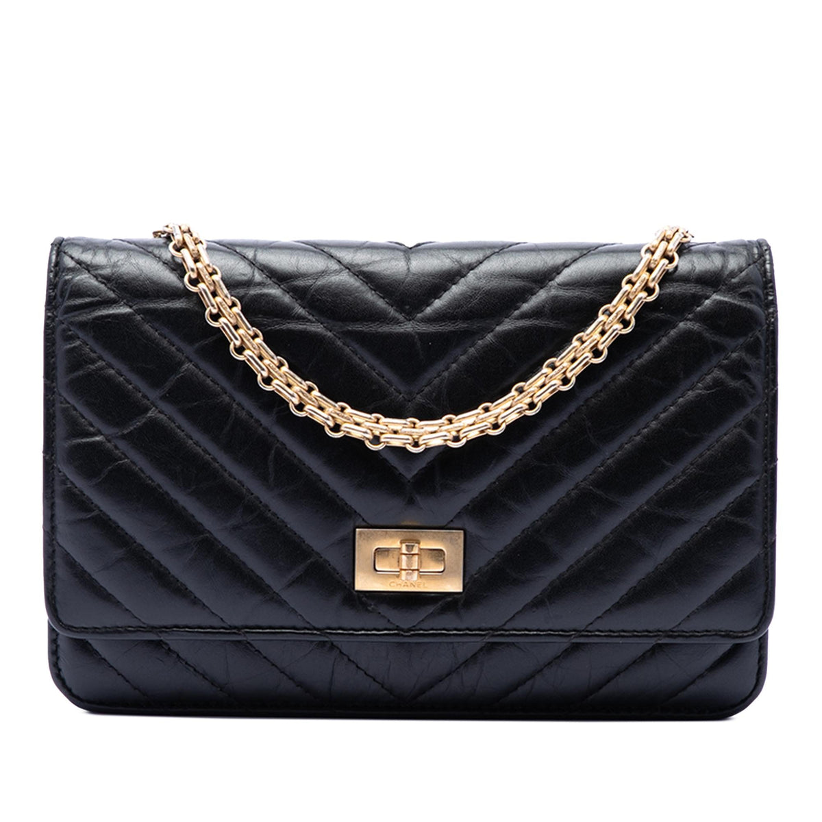 Chanel Reissue 2.55 Chevron Aged Calfskin Wallet on Chain