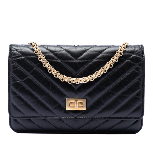 Chanel Reissue 2.55 Chevron Aged Calfskin Wallet on Chain