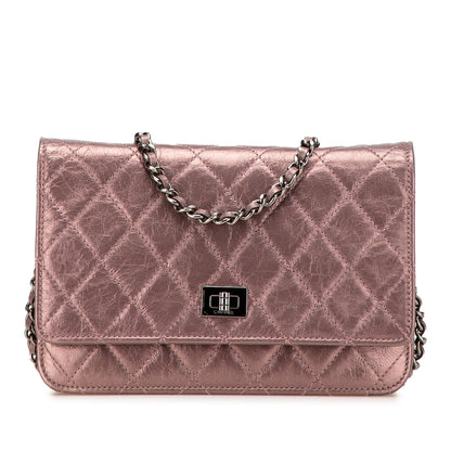 Chanel Reissue 2.55 Quilted Metallic Aged Calfskin Wallet on Chain
