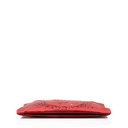 Chanel Satin Crystal Embellished Camellia Clutch on Chain
