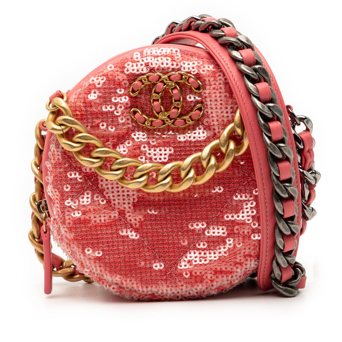 Chanel Sequin Lambskin 19 Round Clutch With Chain