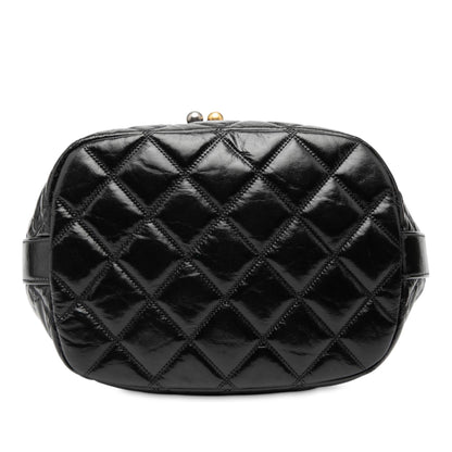 Chanel Shiny Aged Calfskin CC Chain Drawstring Bucket Bag