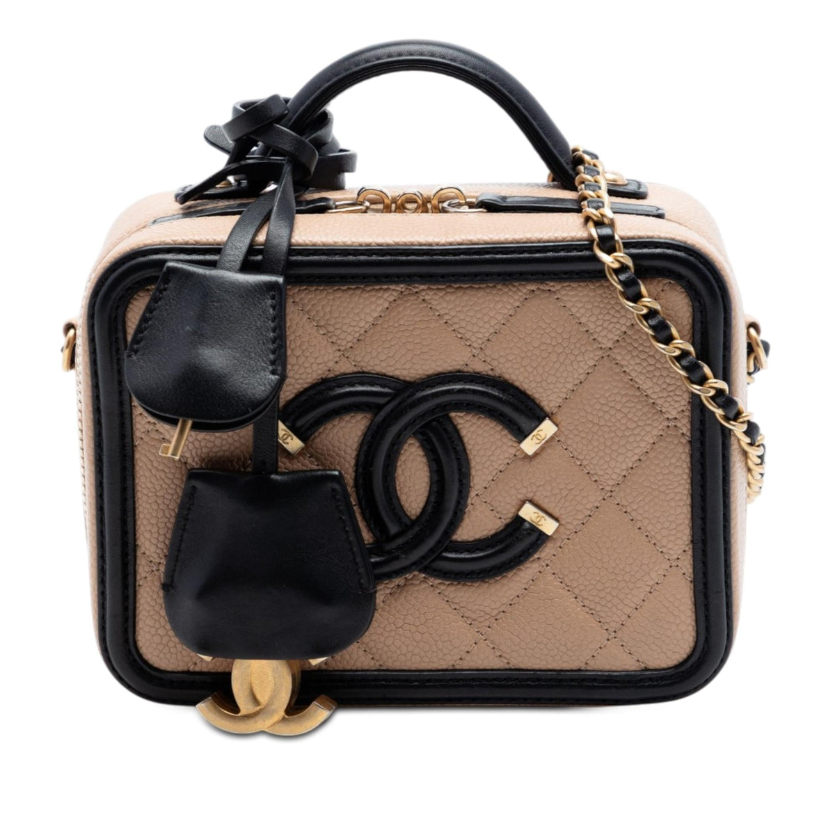 Chanel Small Bicolor Caviar CC Filigree Vanity Case
