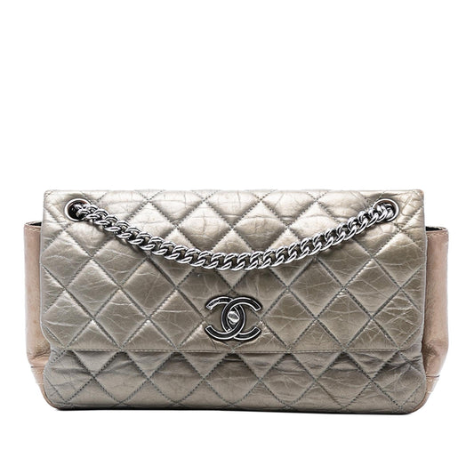 Chanel Small Bicolor Quilted Aged Calfskin Lady Pearly Flap