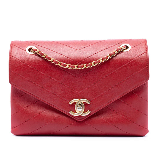 Chanel Small CC Chevron Calfskin Envelope Flap