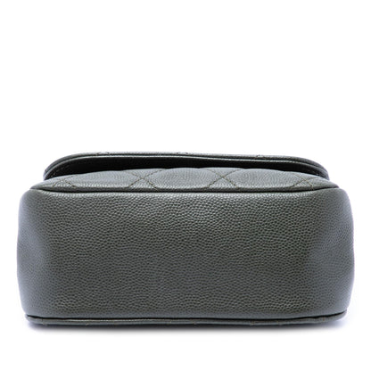 Chanel Small CC Quilted Caviar Bar Flap Clutch With Chain