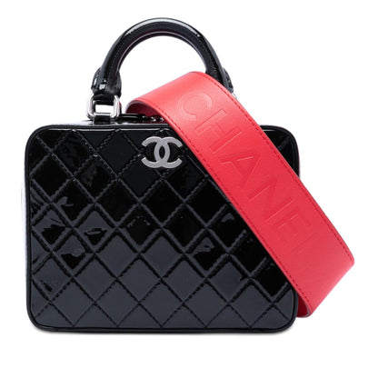 Chanel Small CC Quilted Patent Travel Kit Vanity Case