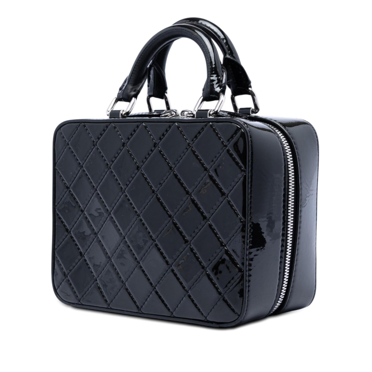 Chanel Small CC Quilted Patent Travel Kit Vanity Case