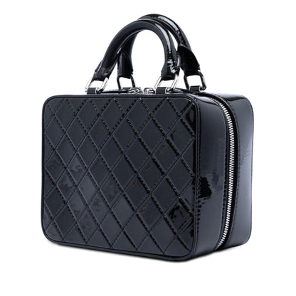 Chanel Small CC Quilted Patent Travel Kit Vanity Case