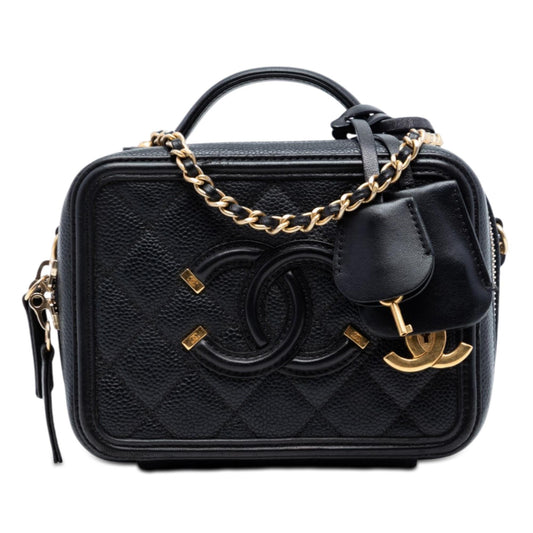 Chanel Small Caviar CC Filigree Vanity Case