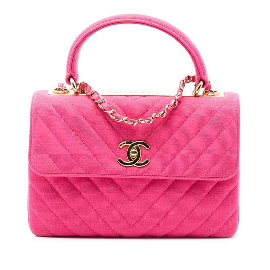 Chanel Small Chevron Jersey Trendy CC Top Handle Flap