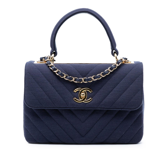 Chanel Small Chevron Jersey Trendy CC Top Handle Flap
