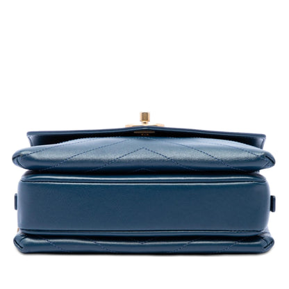 Chanel Small Chevron Lambskin Stitched Envelope Flap