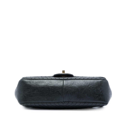 Chanel Small Chevron Wrinkled Calfskin Medallion Charm Surpique Flap