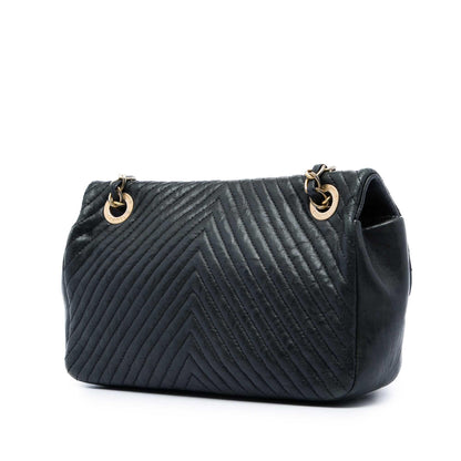 Chanel Small Chevron Wrinkled Calfskin Medallion Charm Surpique Flap